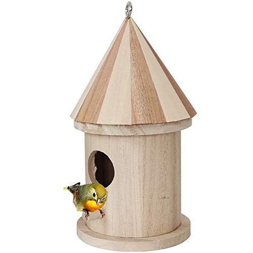 LACKINGONE Jaulas para pájaros de Madera, Casas para pájaros, Caja de Anidación Colgante DIY, Nido de Pájaro Empalme Maciza, Casa de Pájaros para el Hogar y al Air Libre (2PCS)