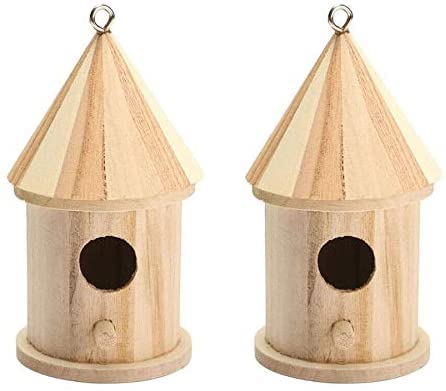 LACKINGONE Jaulas para pájaros de Madera, Casas para pájaros, Caja de Anidación Colgante DIY, Nido de Pájaro Empalme Maciza, Casa de Pájaros para el Hogar y al Air Libre (2PCS)