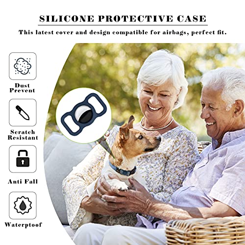 LADES Fundas protectoras de silicona para AirTag 2 piezas para el seguimiento del perro y del gato Airtags Localizador Funda protectora compatible con AirTag