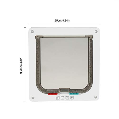 Lahome - Puerta de plástico, puerta para gatos, automática, puerta magnética, pequeña gatera silenciosa, con 4 modos de acceso, color blanco