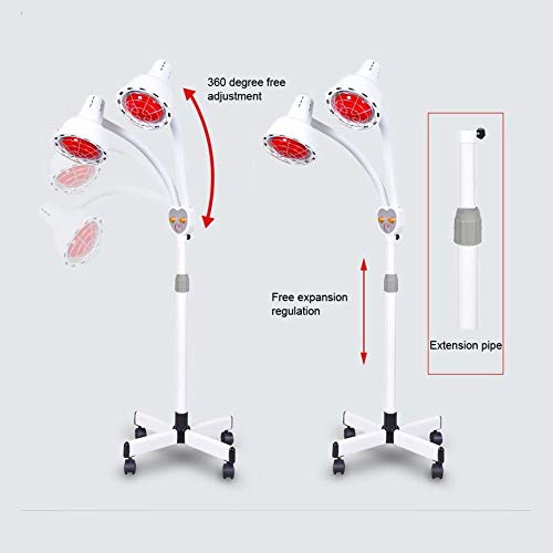 Lámpara De Pie De Terapia De Calefacción Con Luz Roja Lámpara De Infrarrojos De Piso De Temperatura Ajustable De Doble Cabezal Para Para Aliviar El Dolor Muscular(Eu)