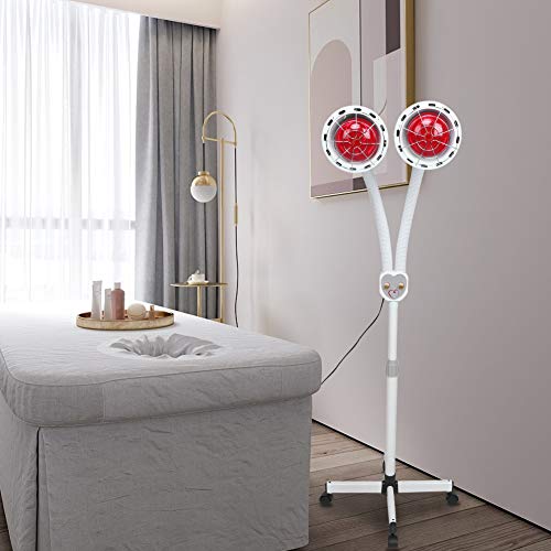 Lámpara De Pie De Terapia De Calefacción Con Luz Roja Lámpara De Infrarrojos De Piso De Temperatura Ajustable De Doble Cabezal Para Para Aliviar El Dolor Muscular(Eu)