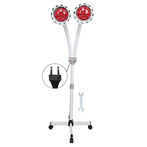 Lámpara De Pie De Terapia De Calefacción Con Luz Roja Lámpara De Infrarrojos De Piso De Temperatura Ajustable De Doble Cabezal Para Para Aliviar El Dolor Muscular(Eu)