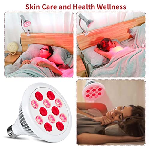 Lámpara Terapia de Luz Roja Con Soporte, Bombillas Fototerapia LED de Infrarrojo Cercano 660 Nm Y de Infrarrojos 850 Nm Con Control Remoto, Para El Cuidado de La Piel Con Alivio del Dolor Muscular