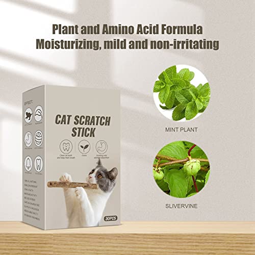 LATROVALE 30 palos de hierba gatera, gato masticar palillo de gato natural masticar juguetes para gato gatito limpieza de dientes