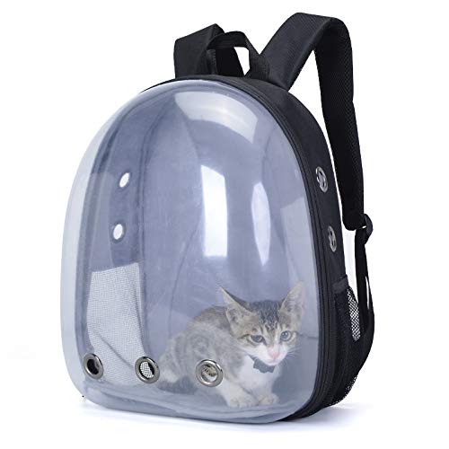 Laughify Mochila PortáTil para Mascotas, Mochila de Viaje, CáPsula Espacial Transparente y Transpirable, Paquete Frontal Trasero para Gato, Cachorro, Perro