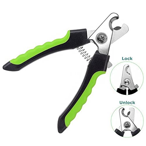 Laytoo Tijeras de uñas para perros, cortaúñas de gato con protección de seguridad, lima de uñas para cachorros, cuchilla afilada de acero inoxidable, herramienta profesional para aseo de mascotas
