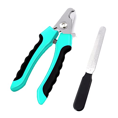 Laytoo Tijeras de uñas para perros, cortaúñas de gato con protección de seguridad, lima de uñas para cachorros, cuchilla afilada de acero inoxidable, herramienta profesional para aseo de mascotas