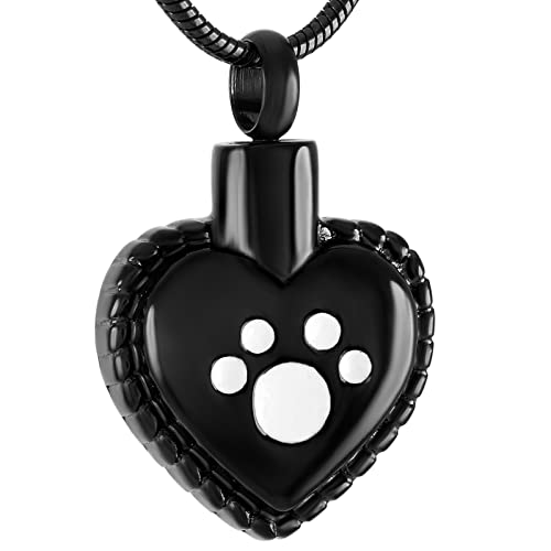 Lcgbw Collares Collar De Urna De Cremación De Acero Inoxidable para Colgante De Cenizas, Corazón De Amor, Cachorro, Perro, Mascota, Estampado De Pata, Siempre En Mi Corazón, Joyería