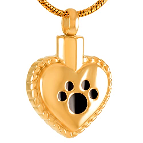Lcgbw Joyas De Collar Collar De Urna De Cremación De Acero Inoxidable para Colgante De Cenizas, Corazón De Amor, Cachorro, Perro, Mascota, Estampado De Pata, Siempre En Mi Corazón, Joyería