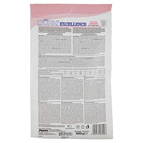LE CHAT EXCELLENCE HAIRBALL CHICKEN Alimento seco para gatos adultos que contiene pollo y salmón deshidratados, proteína, fibra y grasas saludables, comida para felinos, para consumo diario, 400 g