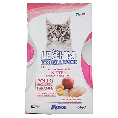 LE CHAT EXCELLENCE HAIRBALL CHICKEN Alimento seco para gatos adultos que contiene pollo y salmón deshidratados, proteína, fibra y grasas saludables, comida para felinos, para consumo diario, 400 g