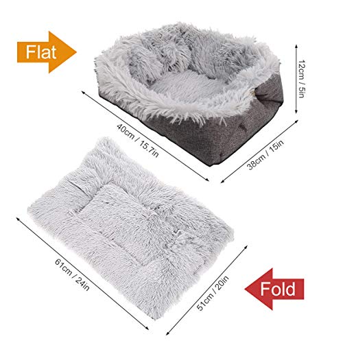 Ledeak Cama Perros, Mascota Gatos Gatitos Mediano Pequeño Cojín Cesta Sofá Suave Cachorro Animales Antiestres Lavables Interior Invierno Mullida Extraíble para Dormir Descansar(Gris)
