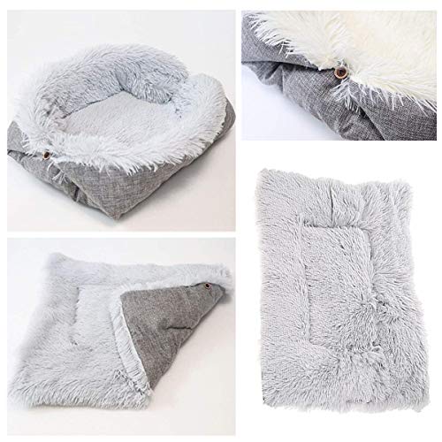 Ledeak Cama Perros, Mascota Gatos Gatitos Mediano Pequeño Cojín Cesta Sofá Suave Cachorro Animales Antiestres Lavables Interior Invierno Mullida Extraíble para Dormir Descansar(Gris)