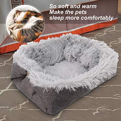 Ledeak Cama Perros, Mascota Gatos Gatitos Mediano Pequeño Cojín Cesta Sofá Suave Cachorro Animales Antiestres Lavables Interior Invierno Mullida Extraíble para Dormir Descansar(Gris)