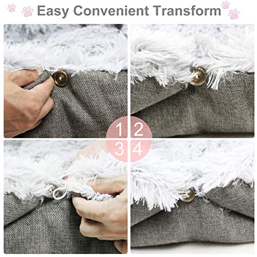 Ledeak Cama Perros, Mascota Gatos Gatitos Mediano Pequeño Cojín Cesta Sofá Suave Cachorro Animales Antiestres Lavables Interior Invierno Mullida Extraíble para Dormir Descansar(Gris)