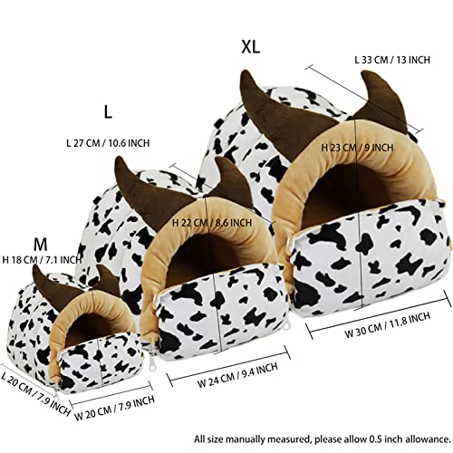 LeerKing Cama Hamaca de Hurón Casa Hamster Durmiendo Hábitat de Animales Pequeños para Conejos Cobayas Rata Chinchilla, Vaca XL
