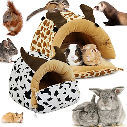 LeerKing Cama Hamaca de Hurón Casa Hamster Durmiendo Hábitat de Animales Pequeños para Conejos Cobayas Rata Chinchilla, Vaca XL