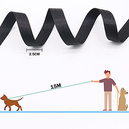 Leeyunbee 15M Cuerda de Adiestramiento para Perros, Correa de Perro Resistente Robusto, Correa Perro Larga Nylon, Correa de Entrenamiento para Perros Grandes y Pequeños (Negro)