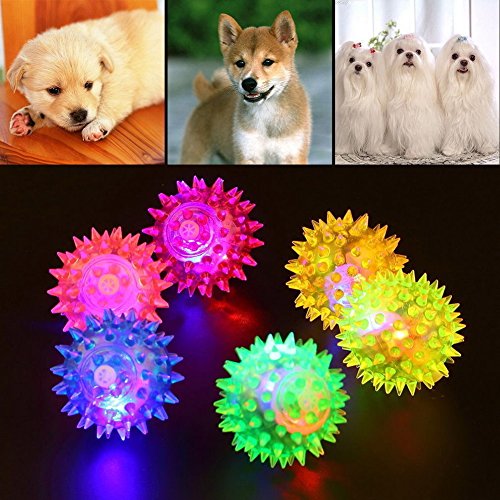 Leezo Bola de juguete para mascotas Perro Cachorro Gato Mascota Luminosa Elástica Squeaky PVC Muerde Masticar Bolas de Rebote de Erizo Divertido Juguete Suministros de Entrenamiento (color al azar)