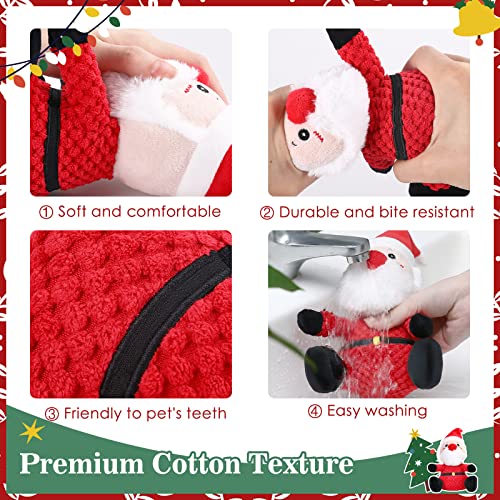 Lewondr Juguete de Peluche para Mascotas, Juguetes Chirriantes en Forma de Papá Noel, Muñeco Interactivo Perros Cachorros Gatos para Morder Entrenamiento Diversión Juego Masticar - Rojo