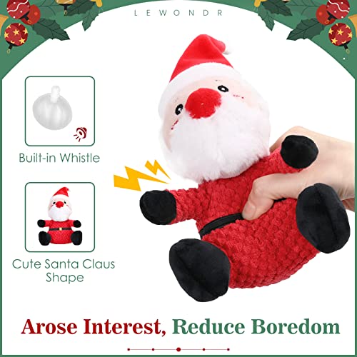 Lewondr Juguete de Peluche para Mascotas, Juguetes Chirriantes en Forma de Papá Noel, Muñeco Interactivo Perros Cachorros Gatos para Morder Entrenamiento Diversión Juego Masticar - Rojo