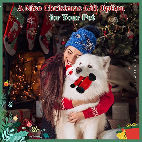Lewondr Juguete de Peluche para Mascotas, Juguetes Chirriantes en Forma de Papá Noel, Muñeco Interactivo Perros Cachorros Gatos para Morder Entrenamiento Diversión Juego Masticar - Rojo