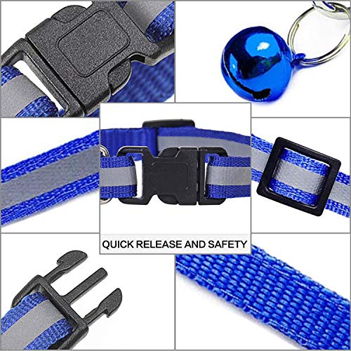 Lidiper 2 Piezas Collar Gato, Collar Reflectante Gatos Collares para Gatos con Cascabeles Ajustable 19-32cm Negro