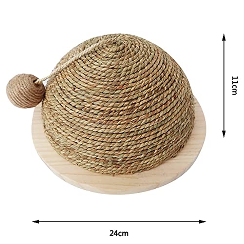 Lincheer Gatos Populares Juguete de Madera Plato de Fondo de Madera Paja Semi-Circular Muela de Garra Bola Gatos Juguete Escalada Marco Gatos Juguete con Bola Colgante Sisal