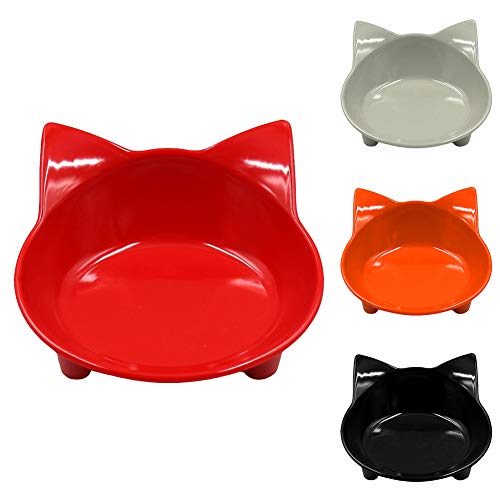 Lindo gato oído mascota lenta alimentación tazón para perro gatito -slip rojo