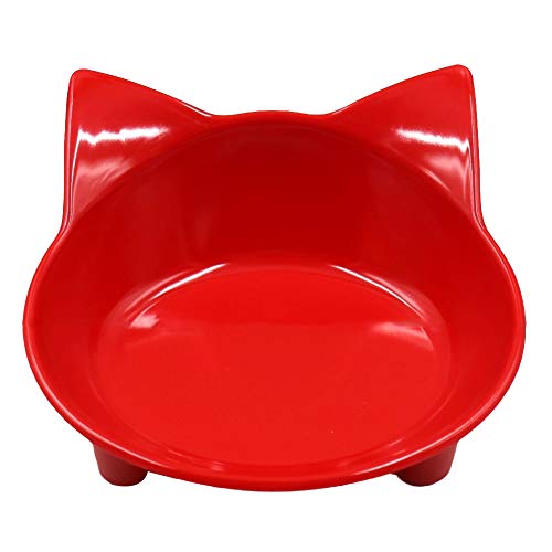 Lindo gato oído mascota lenta alimentación tazón para perro gatito -slip rojo