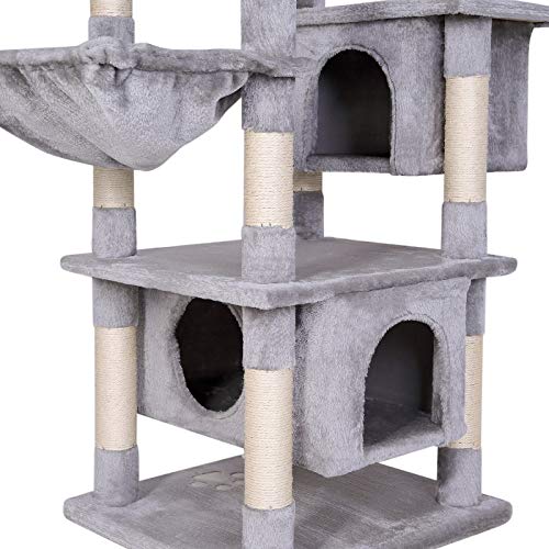lionto Árbol rascador árbol para escalar árbol rascador para gatos Altura 155 cm Gris claro