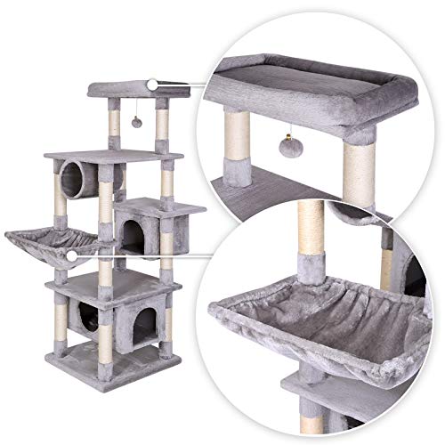 lionto Árbol rascador árbol para escalar árbol rascador para gatos Altura 155 cm Gris claro
