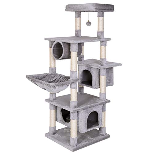lionto Árbol rascador árbol para escalar árbol rascador para gatos Altura 155 cm Gris claro