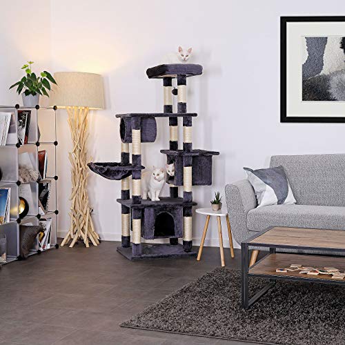 lionto Árbol rascador árbol para escalar árbol rascador para gatos Altura 155 cm Gris oscuro
