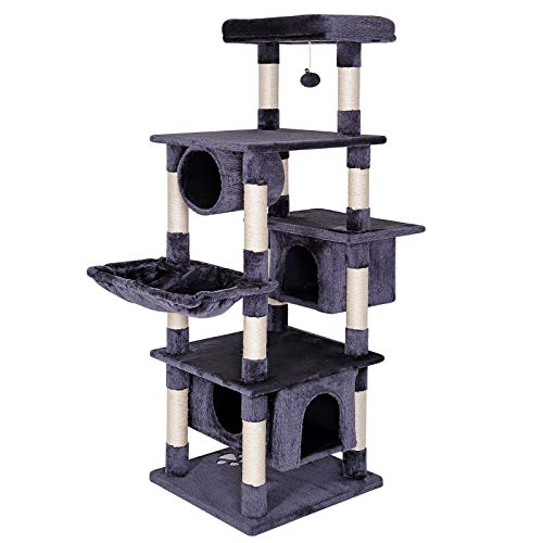 lionto Árbol rascador árbol para escalar árbol rascador para gatos Altura 155 cm Gris oscuro