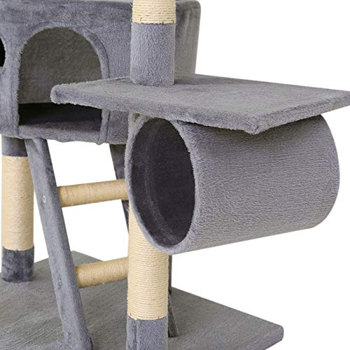 lionto Árbol rascador árbol para escalar árbol rascador para gatos Altura ajustable 230-250 cm Gris claro