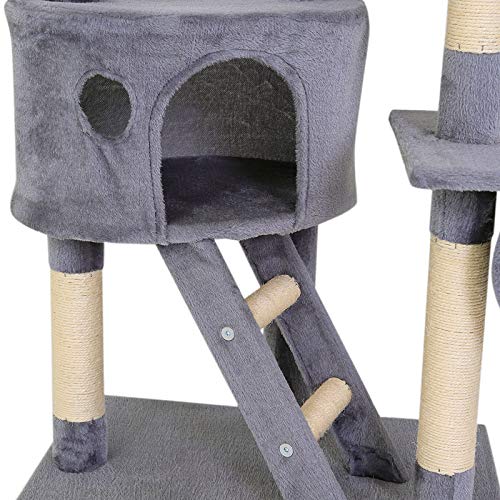 lionto Árbol rascador árbol para escalar árbol rascador para gatos Altura ajustable 230-250 cm Gris claro