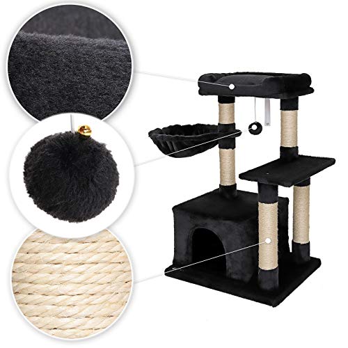 lionto Árbol rascador árbol trepador Gatos árbol Gatos Altura 85 cm Negro