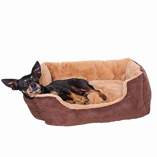 lionto Cama perros cojín perros cesta perros con cojín tamaño (S) 50x37 cm beige/marrón