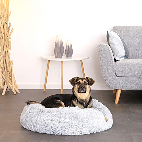 lionto Cama perros redonda cojín gatos sofá para perros donut (XL) Ø 70 cm Gris claro