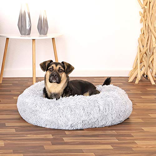 lionto Cama perros redonda cojín gatos sofá para perros donut (XL) Ø 70 cm Gris claro