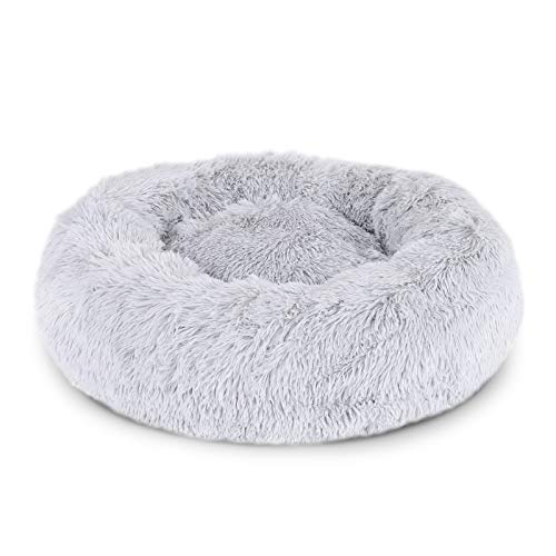 lionto Cama perros redonda cojín gatos sofá para perros donut (XL) Ø 70 cm Gris claro