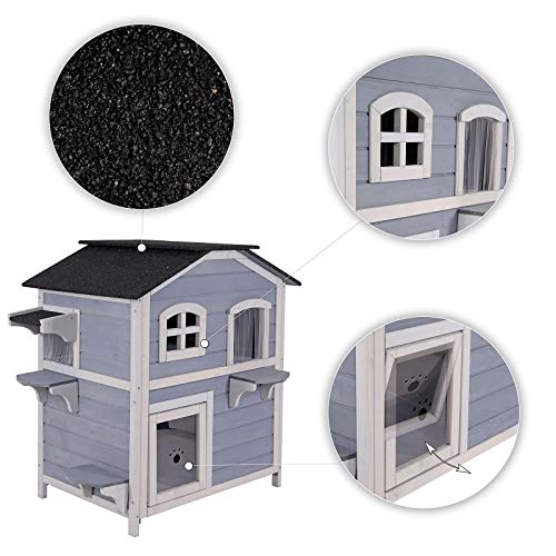 lionto Casa gatos cabaña para gatos villa para gatos cueva gatos recinto gatos 80x55x90 cm Gris
