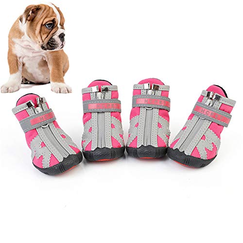 llasm Calcetines Perro Calzado para Perros Botas Protectoras Active para Perros Protectores De Patas para Perros For Zapatos Antideslizantes Escalada Largas Caminatas Pink,m/3