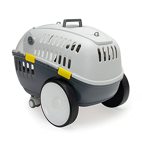 LOBOO - Transportín Bubble Urban para Perros y Gatos Tamaño Mediano o Pequeño, con Ruedas Giratorias, Cúpula de Alta Visibilidad y Asa de Empuje