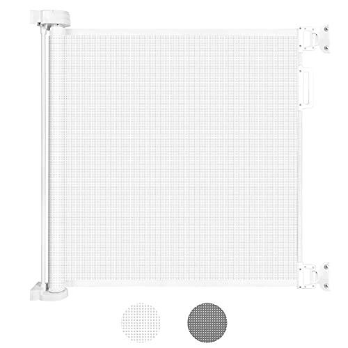 Looxii Barrera Puertas de Seguridad Niños 0-140 cm Retráctil Bebé Puerta Seguridad Extensibles Barreras Escalera Vallas para Puerta y Escalera Blanca
