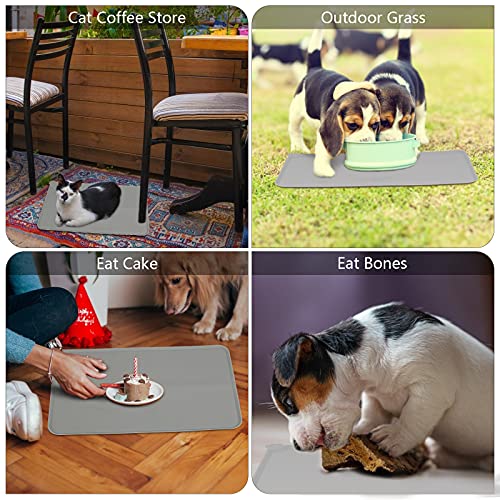 LOPOTIN 47* 30cm Alfombrilla Comida Mascotas, Tapete Antideslizante Gato, Estera Comida Perro, Alfombra Alimentación Silicona para Comer Palillo Dentición Interior Exterior Acampada Cucharón Plástico