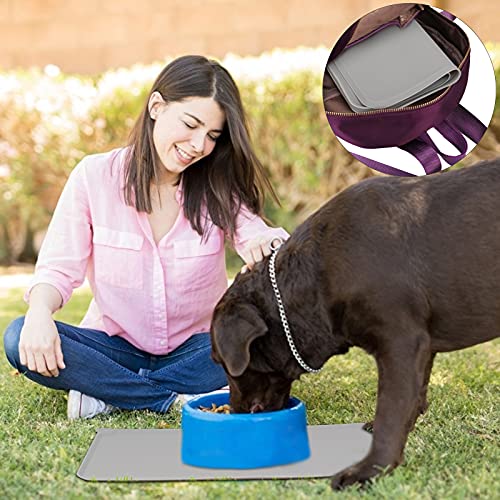 LOPOTIN 47* 30cm Alfombrilla Comida Mascotas, Tapete Antideslizante Gato, Estera Comida Perro, Alfombra Alimentación Silicona para Comer Palillo Dentición Interior Exterior Acampada Cucharón Plástico
