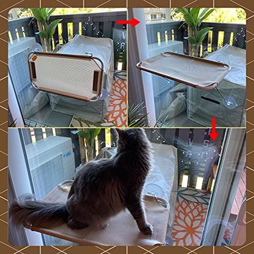LSAIFATER Todo alrededor de 360° para tomar el sol y soporte inferior de seguridad para ventana de gato, hamaca para gatos asiento de ventana para cualquier gato (L, negro)